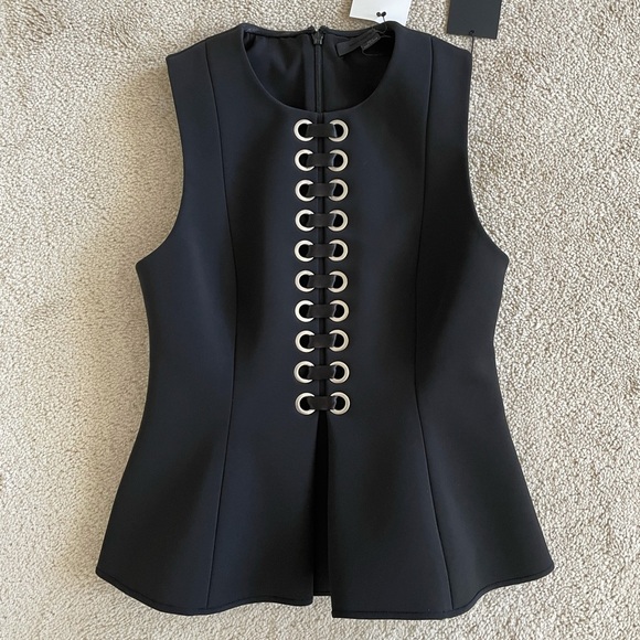 Alexander Wang front lace up peplum top 2 - Picture 3 of 7